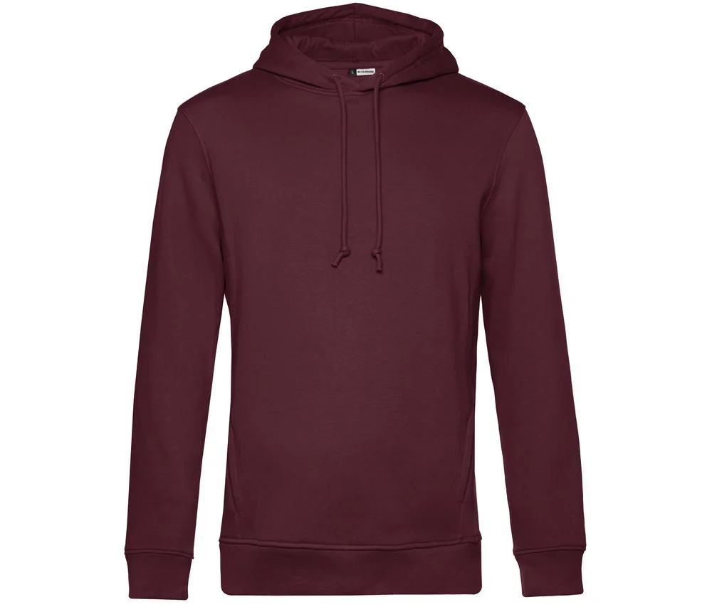 B&C BCU33B Biologische Hoodie Heren – Burgundy
