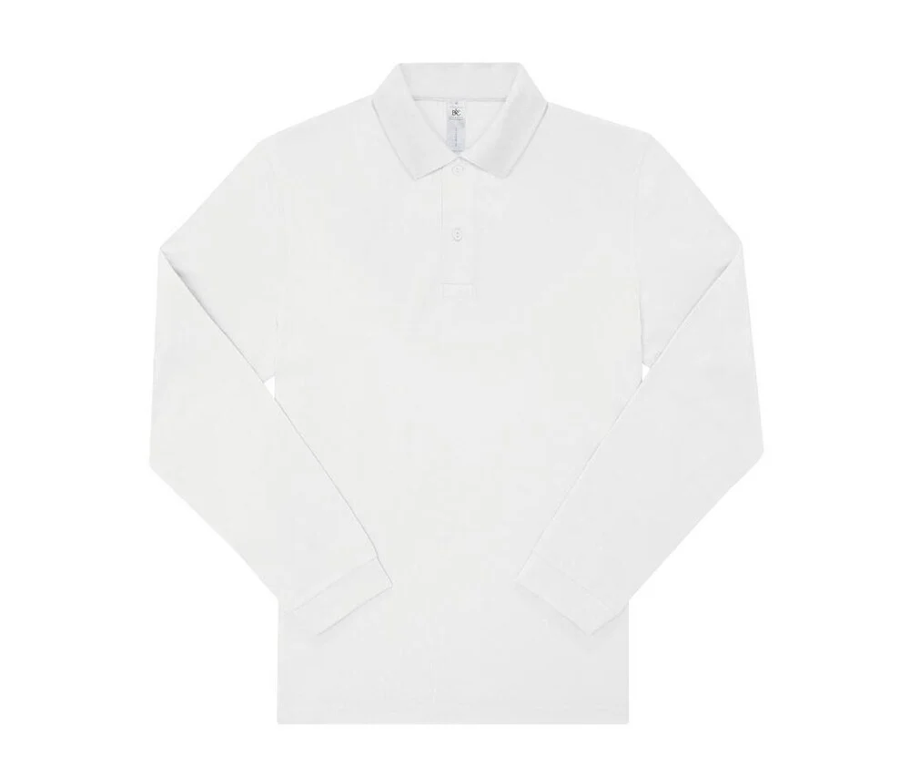 B&C BCU425 Fijne Piqué Polo Lange Mouwen – White