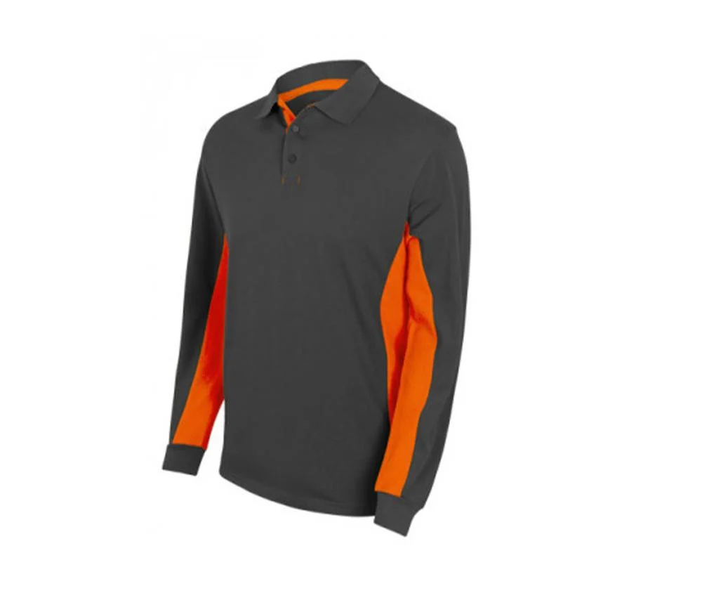 Velilla V5514 Tweekleurige Polo Lange Mouwen – Grey/ Orange