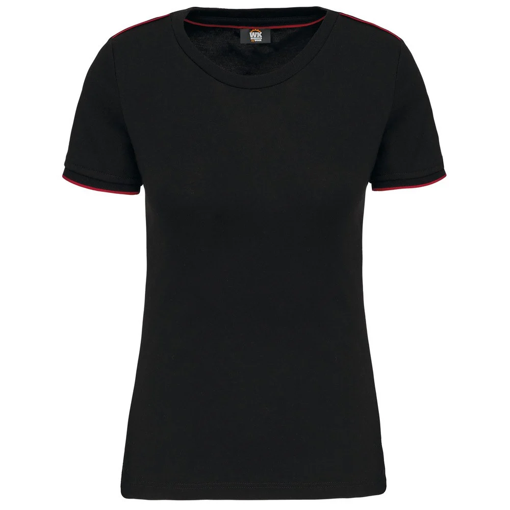 WK. Designed To Work WK3021 DayToDay T-shirt Dames – Zwart / Rood