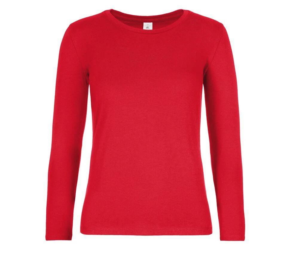 B&C BC08T #E190 T-shirt Lange Mouwen Dames – Red