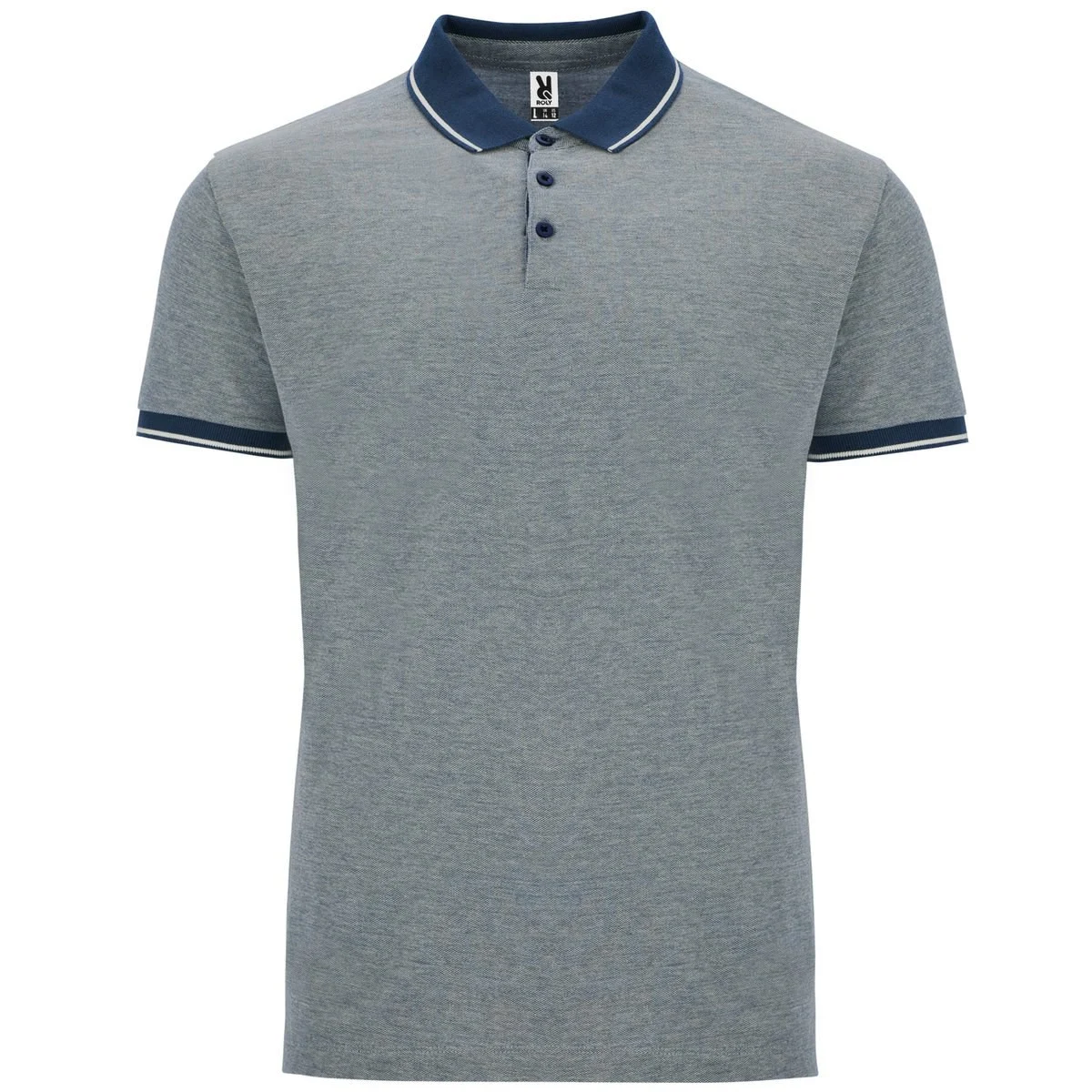 Roly PO0395 Bowie Gemêleerde Polo – HEATHER NAVY BLAUW