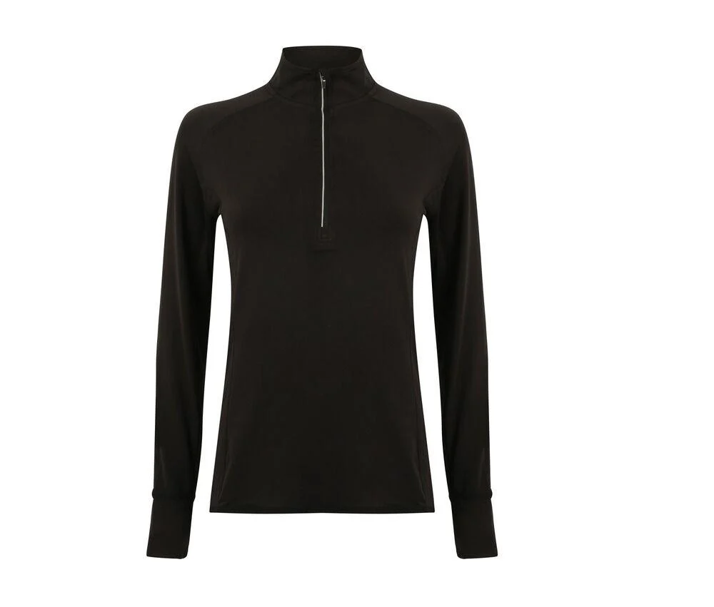 Tombo TL563 Sporttop Lange Mouwen met Korte Rits Dames – Black