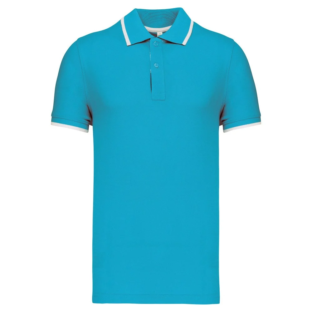 Kariban K245 Polo Heren – Licht turquoise / Wit / Navy