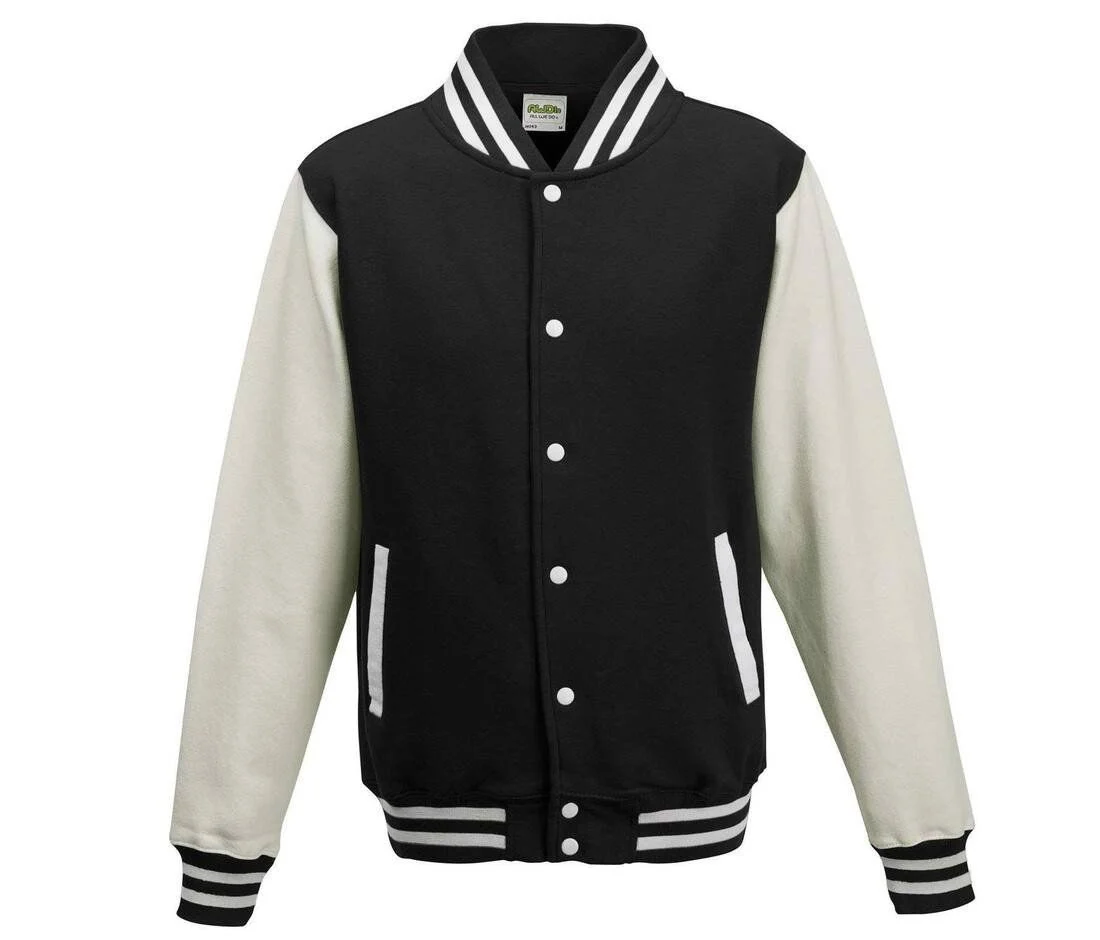 AWDIS JH043 Varsity Collegejas – Jet Black / White