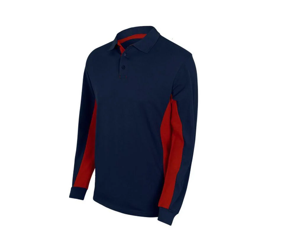 Velilla V5514 Tweekleurige Polo Lange Mouwen – Navy / Red