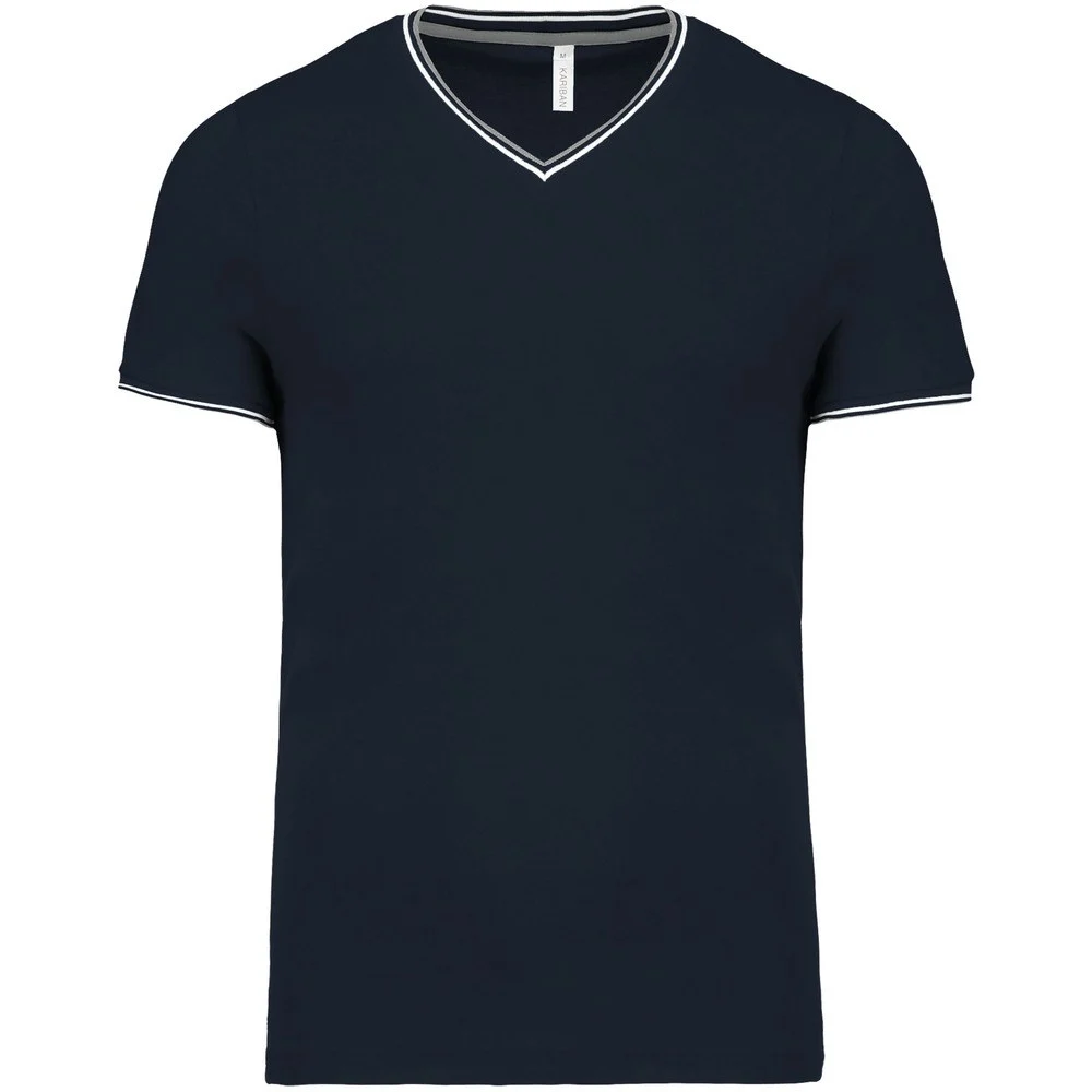 Kariban K374 T-shirt V-hals Heren – Marine/ Lichtgrijs/ Wit