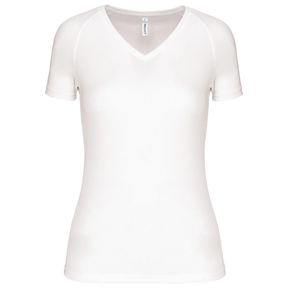 Proact PA477 Sport T-shirt V-hals Dames – Wit