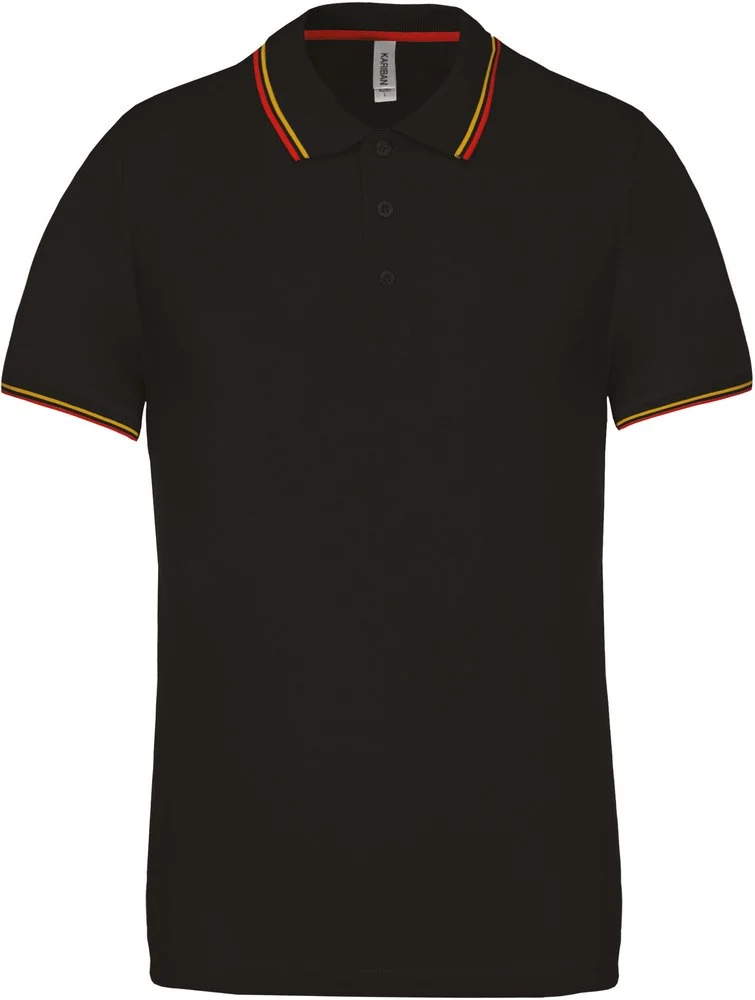 Kariban K250 Polo Heren – Zwart / Rood / Geel
