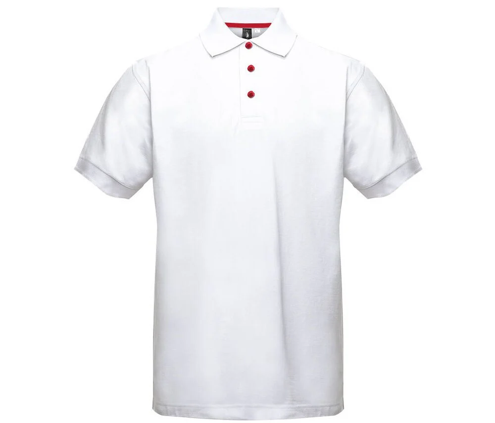 Black&Match BM100 Polo met Contrasterende Knopen – White / Red