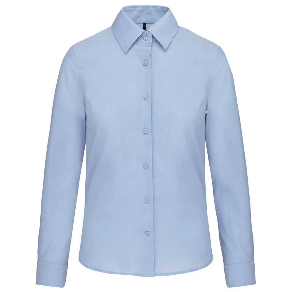 Kariban K534 Oxford Blouse Lange Mouwen Dames – Blauw Oxford