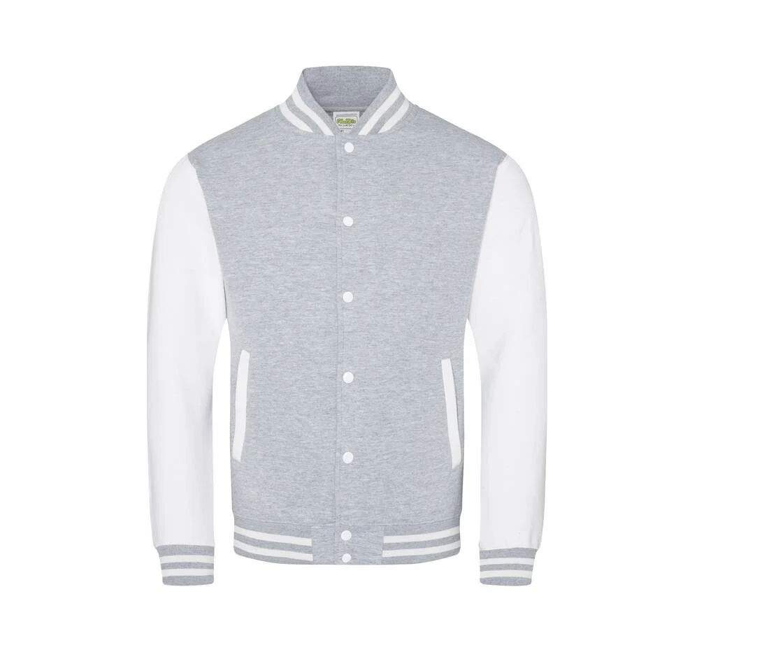 AWDIS JH043 Varsity Collegejas – Heather Grey / White