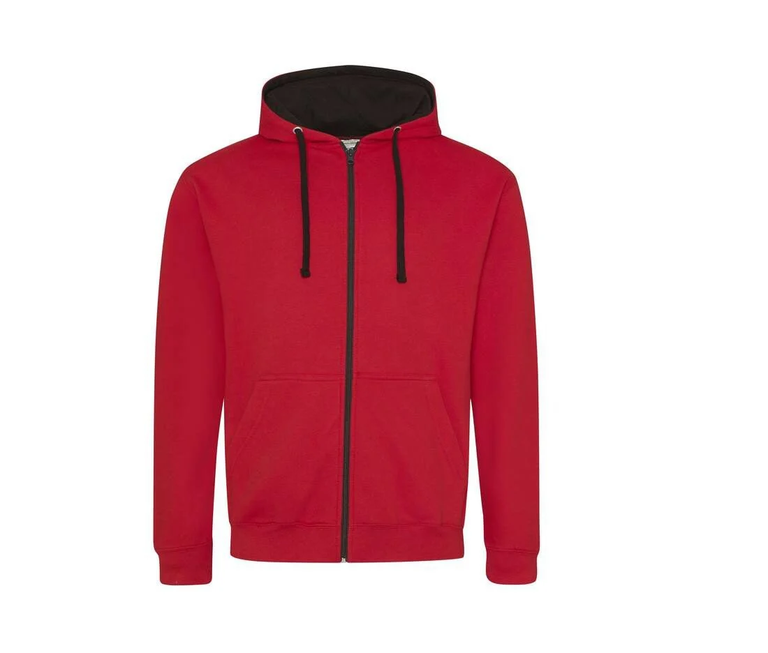 AWDIS JH053 Varsity Zoodie – Fire red/Jet Black
