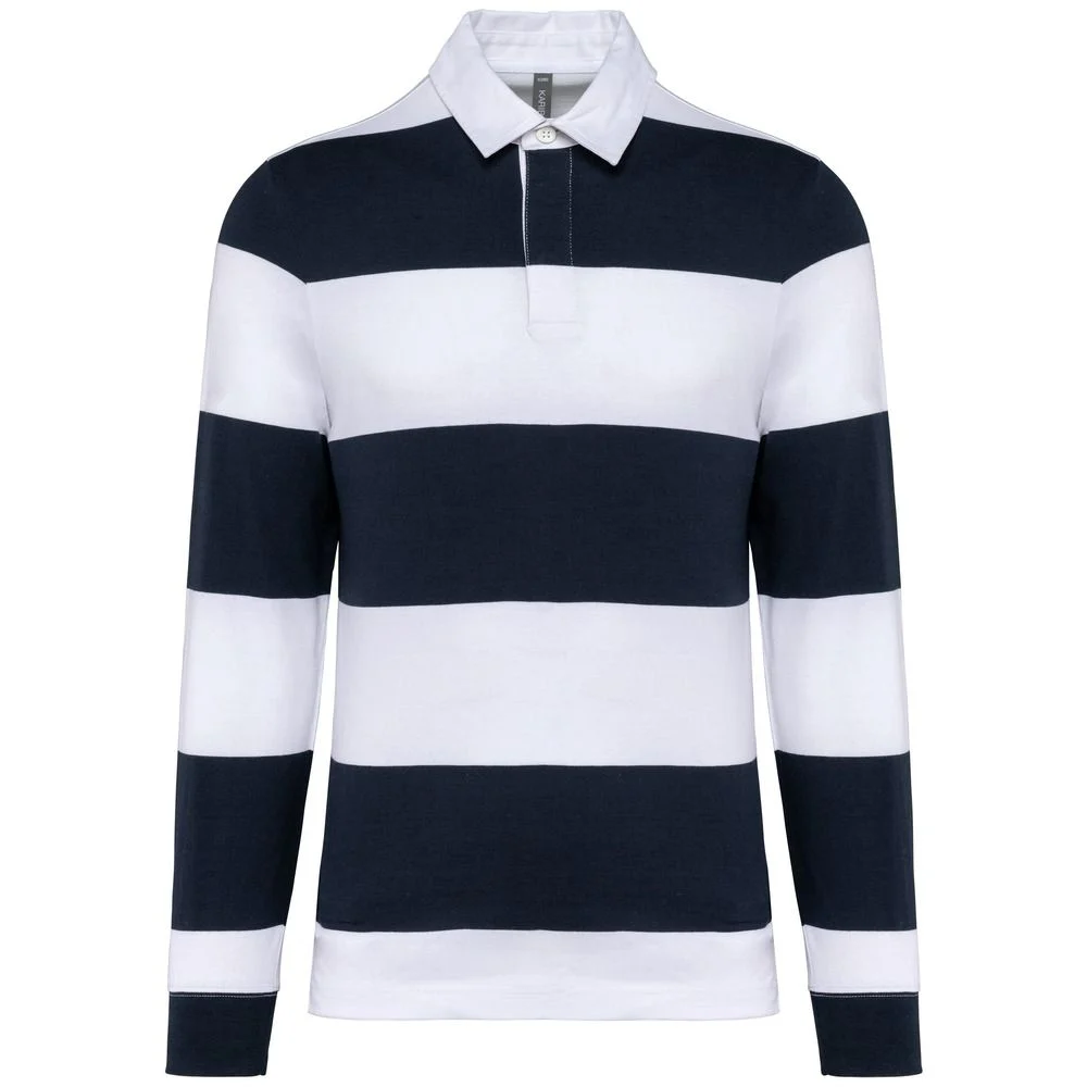 Kariban K285 Gestreept Polo Lange Mouwen – Marine / Witte Strepen