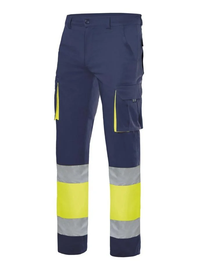 Velilla V13002 Multi-pocket Stretch Werkbroek – Navy/Fluo Yellow