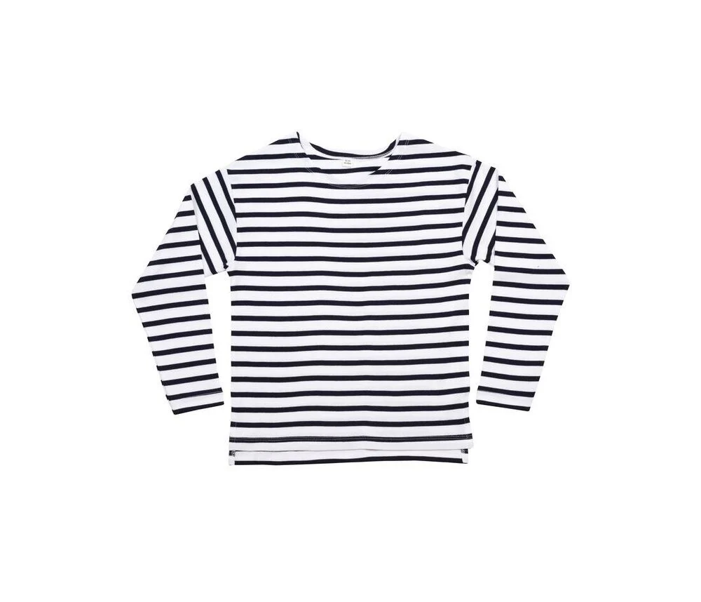 Mantis MTK084 Biologisch Gestreept T-shirt Kinderen – Wit / marine