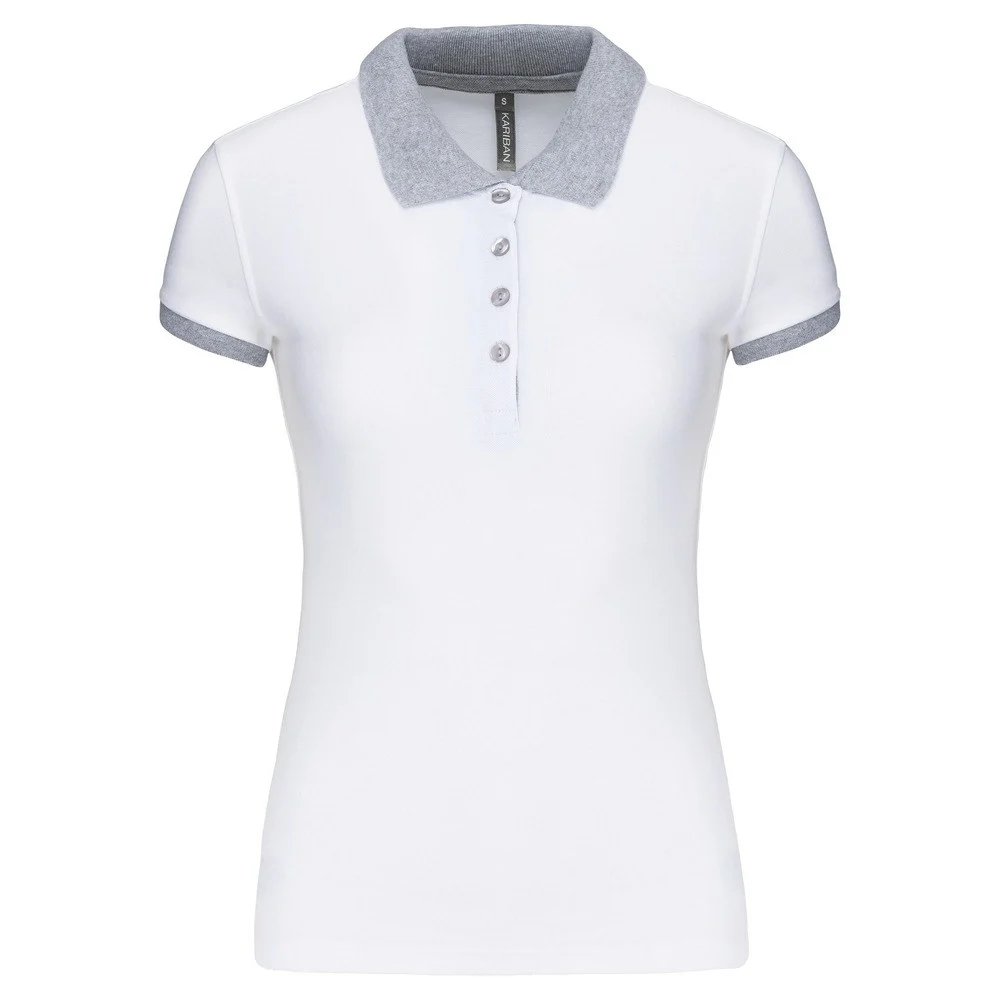 Kariban K259 Tweekleurig Polo Dames – Wit / Oxford grijs