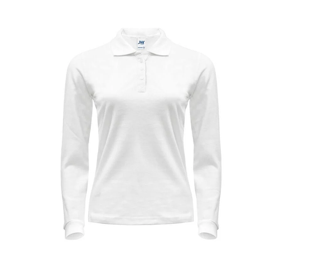 JHK JK216 200 Polo Lange Mouwen Dames – White