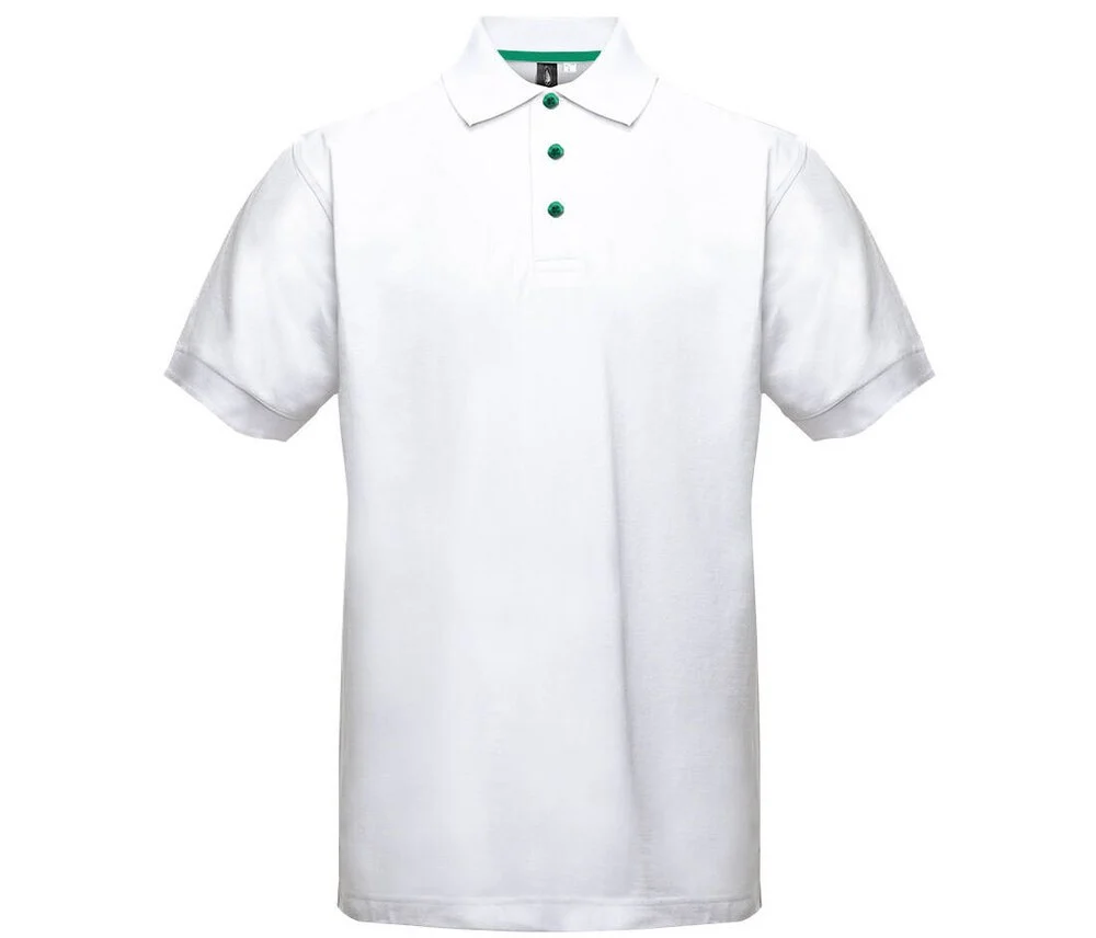 Black&Match BM100 Polo met Contrasterende Knopen – White / Kelly Green