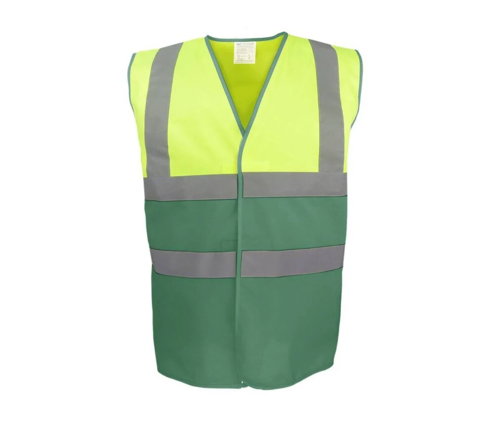 Yoko YK122 Tweekleurig Veiligheidshesje – Hi Vis Yellow/Paramedic Green