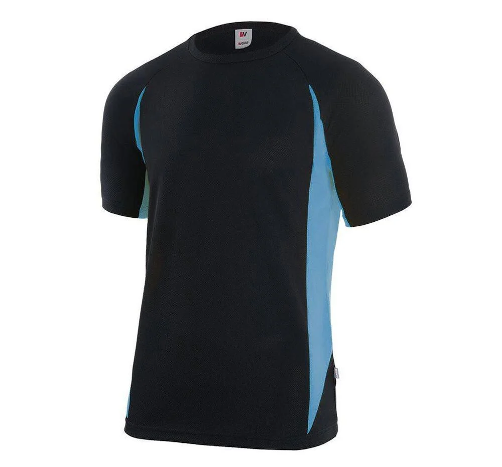 Velilla V5501 Tweekleurig Technisch T-shirt – Black / Sky Blue
