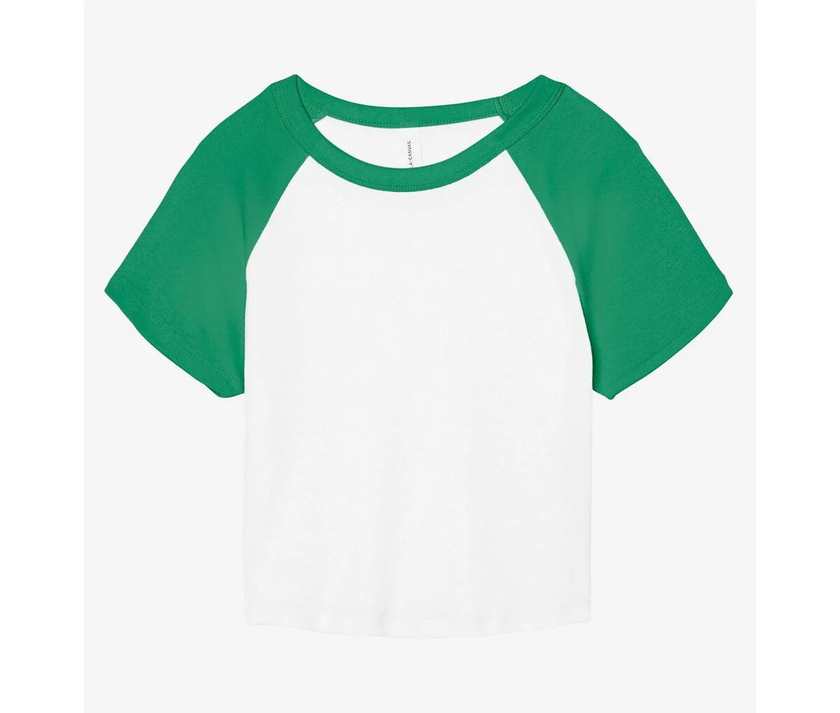Bella+Canvas BE1201 Micro Rib Raglan Baby Tee Dames – White / Kelly