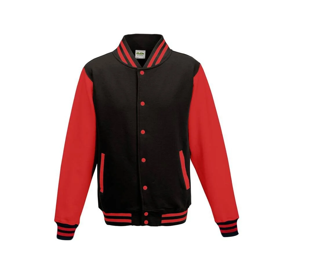 AWDIS JH043 Varsity Collegejas – Jet Black/Fire Red