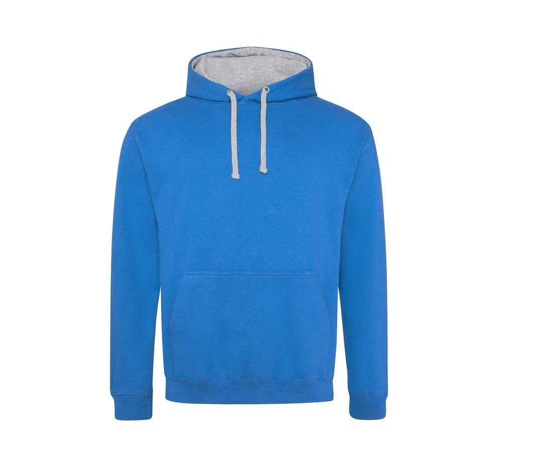 AWDIS JH003 Varsity Hoodie – Sapphire Blue/ Heather Grey