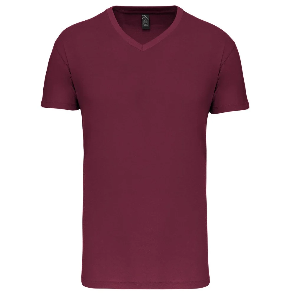 Kariban K3028IC Biologisch T-shirt V-hals Heren – Wijn