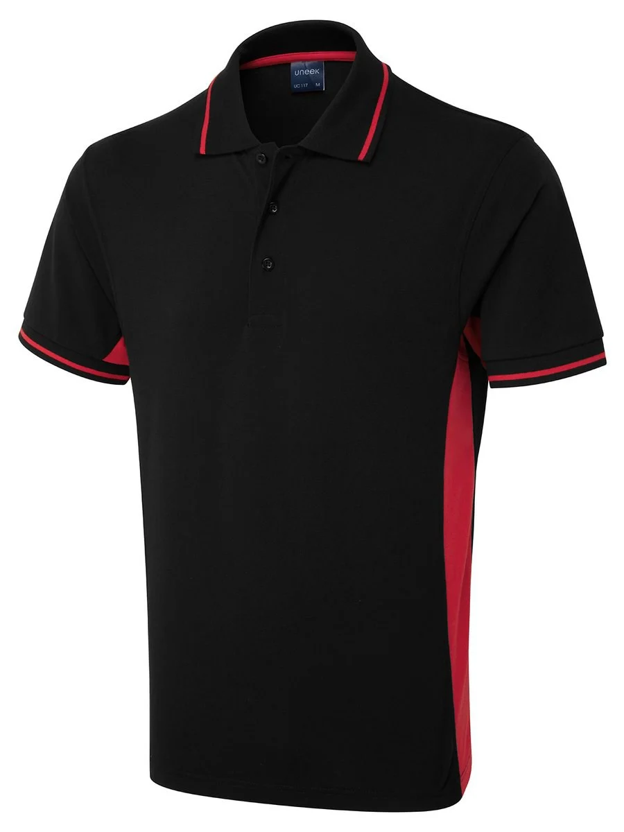 Radsow by Uneek UC117 Tweekleurig Polo – Zwart/Rood