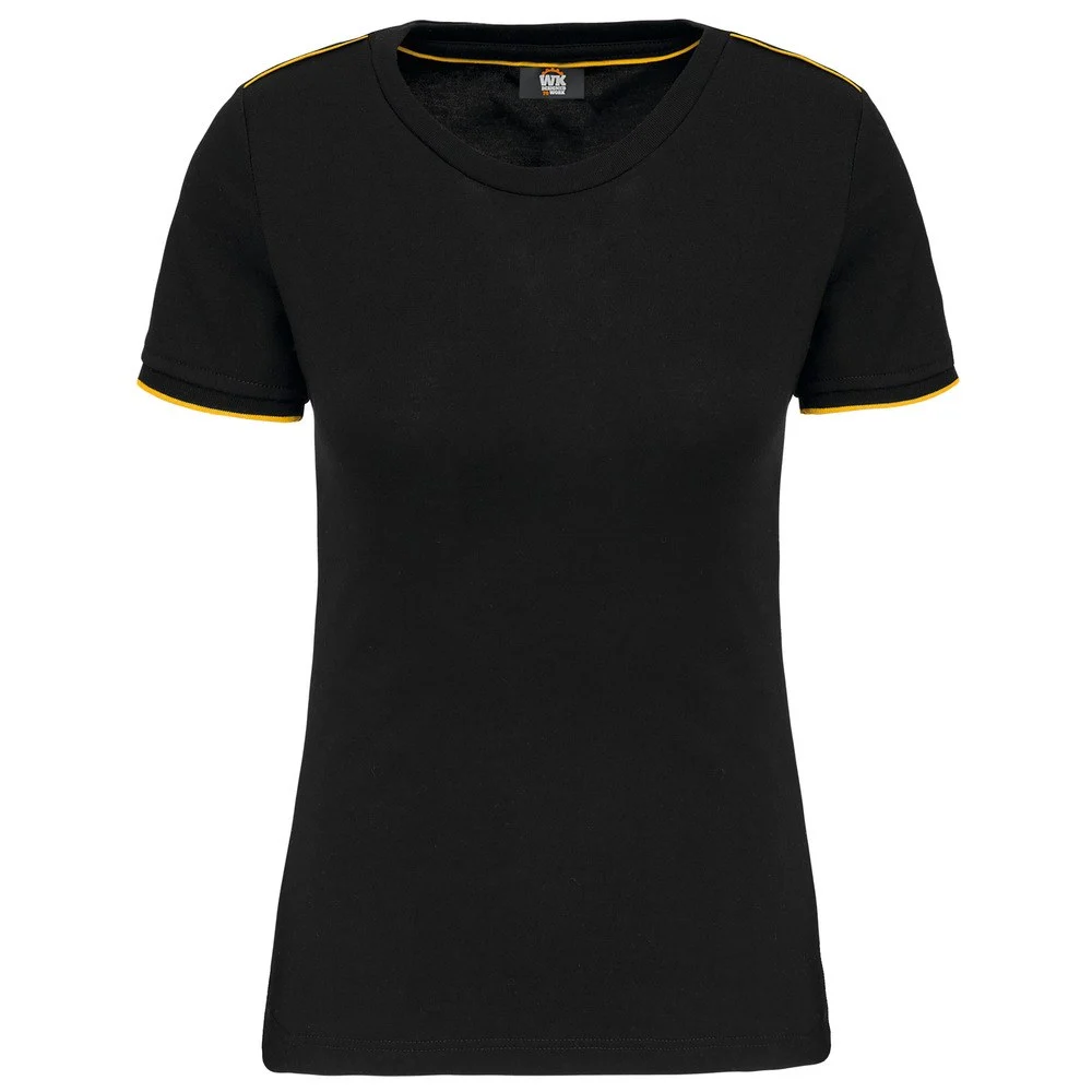 WK. Designed To Work WK3021 DayToDay T-shirt Dames – Zwart / Geel