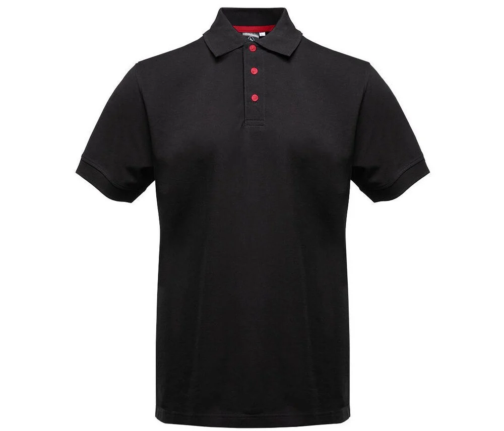 Black&Match BM100 Polo met Contrasterende Knopen – Black / Red