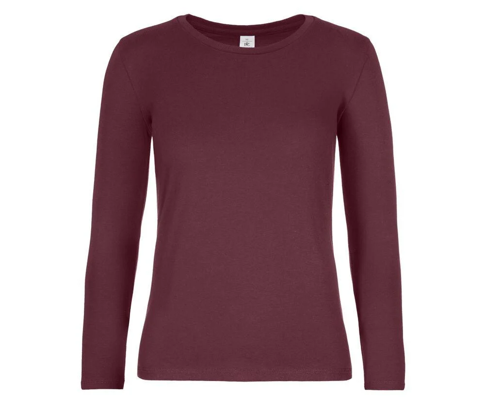 B&C BC08T #E190 T-shirt Lange Mouwen Dames – Burgundy