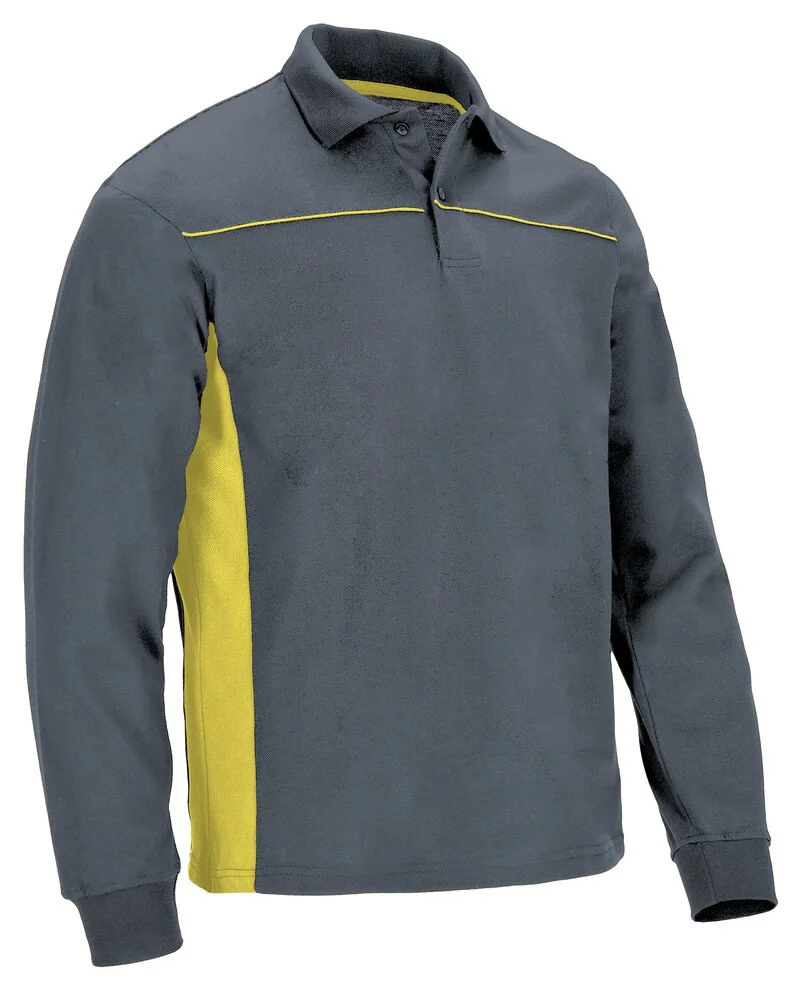 Valento POVATHL Thunder Polo Lange Mouwen – cement grey-lemon yellow
