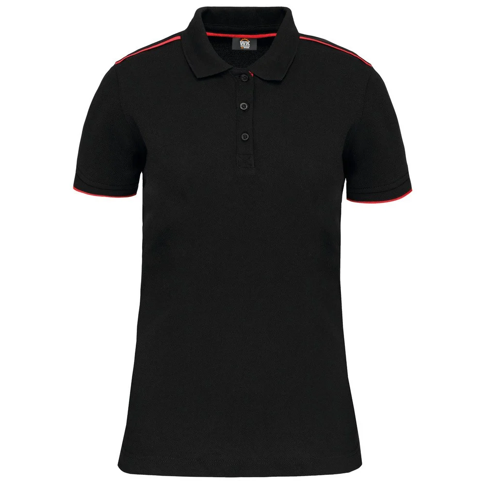 WK. Designed To Work WK271 DayToDay Tweekleurig Polo Dames – Zwart / Rood
