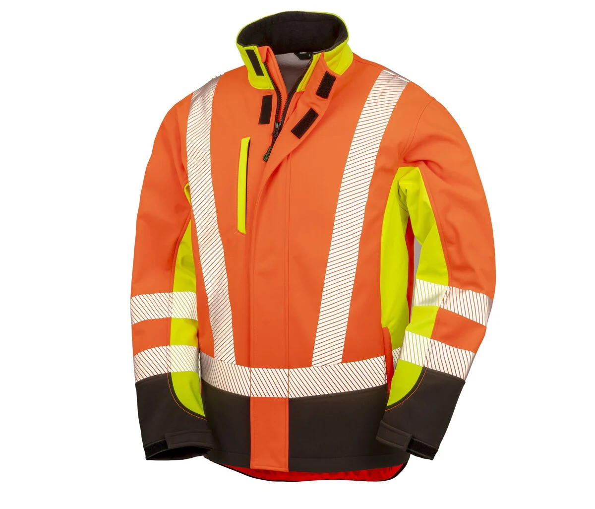 Result RS506X 3-laags Gerecyclede Softshell Jas Hoge Zichtbaarheid – Fluo Yellow/Fluo Orange/Black