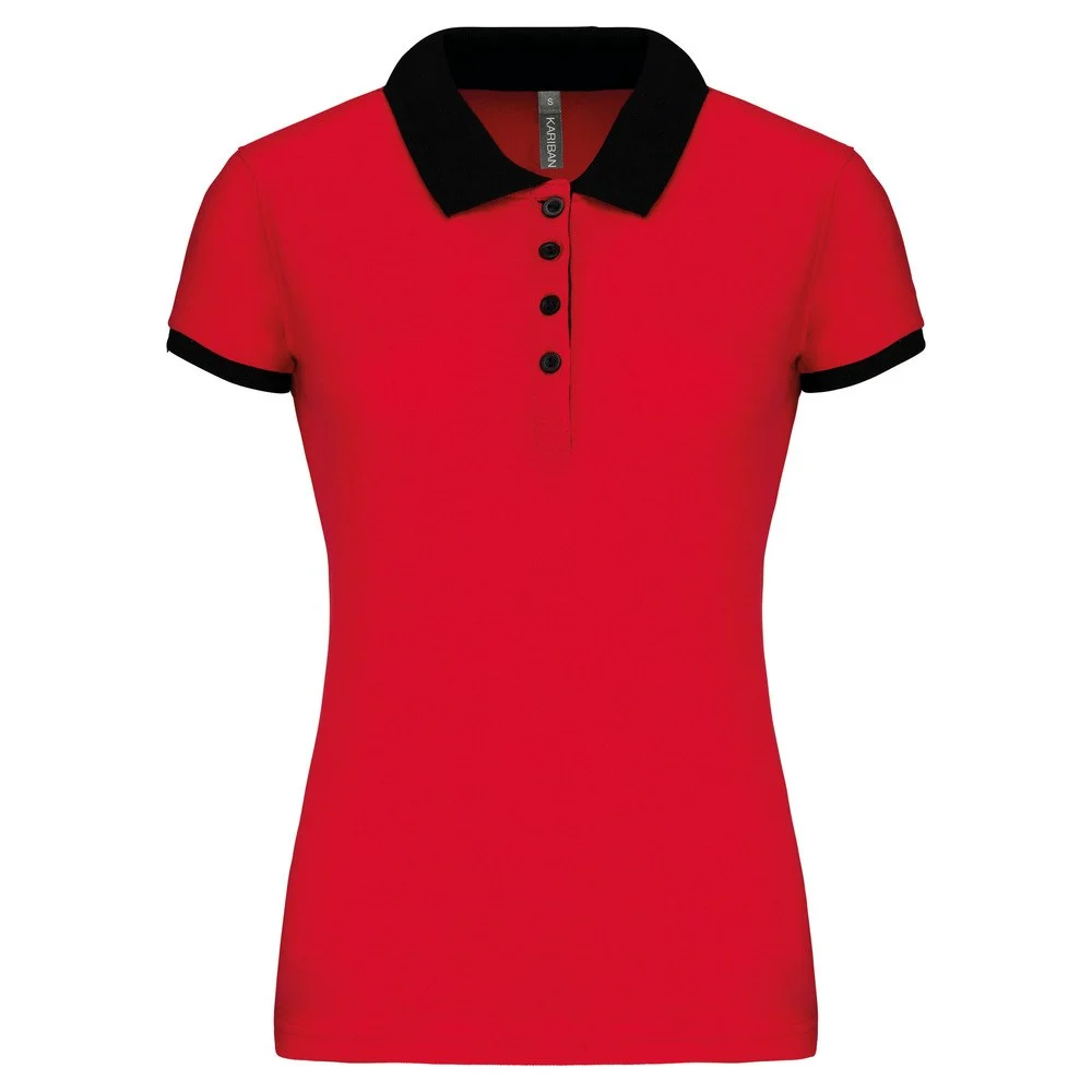 Kariban K259 Tweekleurig Polo Dames – Rood / Zwart