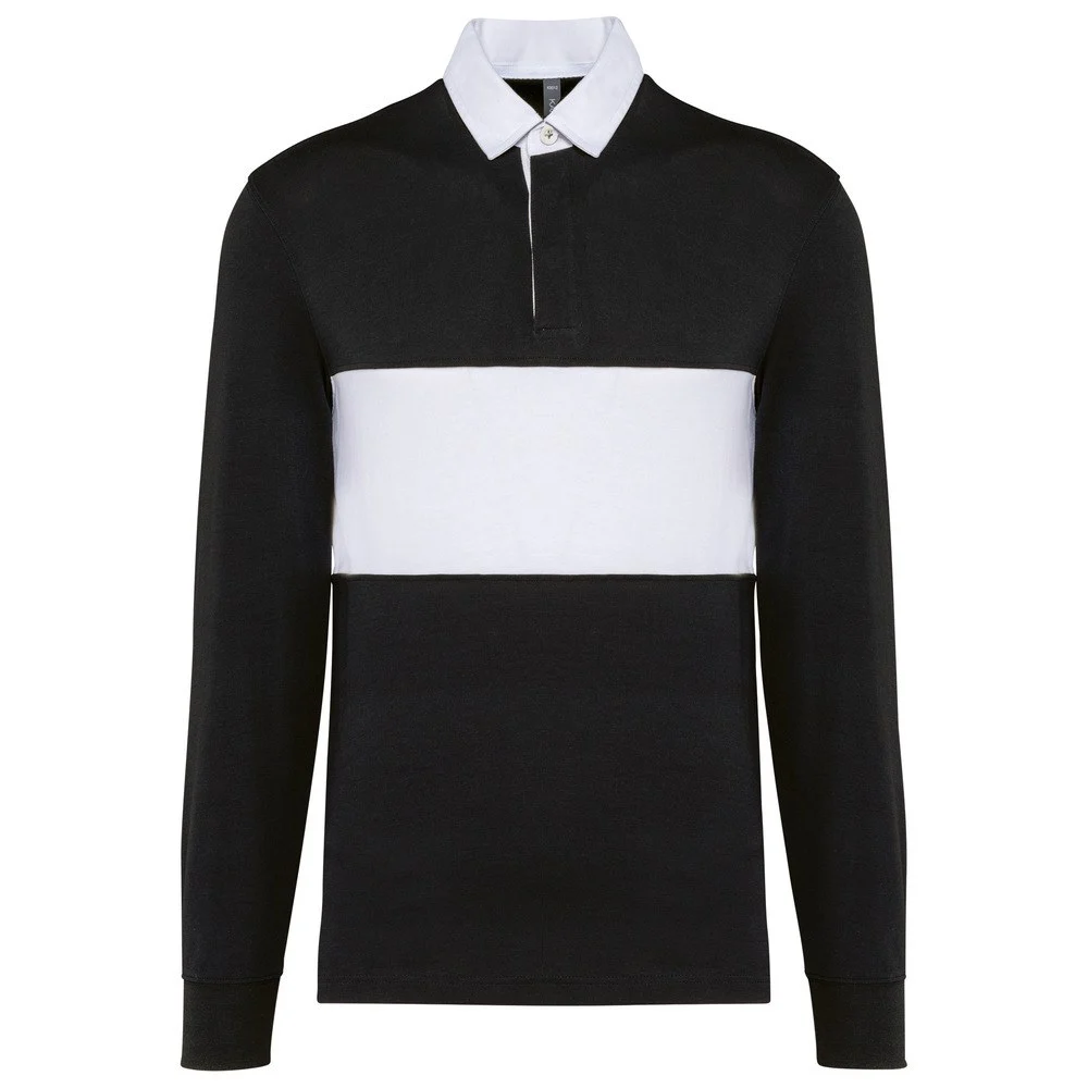 Proact PA429 Rugbypolo Lange Mouwen – Zwart / Wit