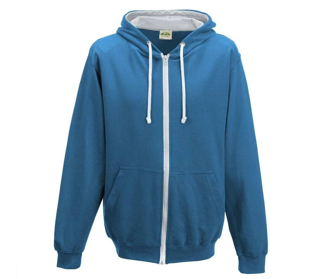 AWDIS JH053 Varsity Zoodie – Sapphire Blue/ Heather Grey