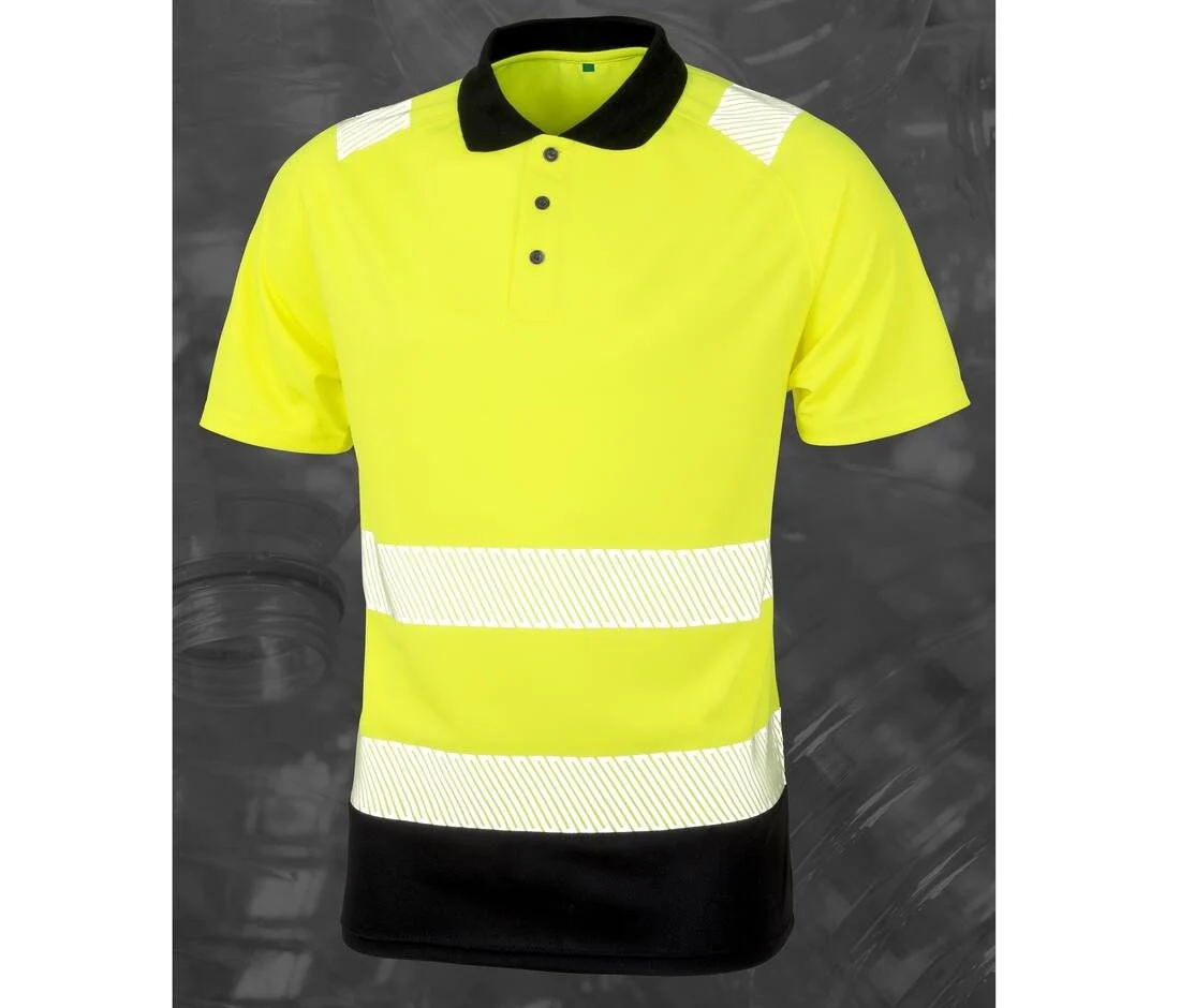 Result RS501X Gerecyclede Veiligheidspolo – Fluo Yellow / Black