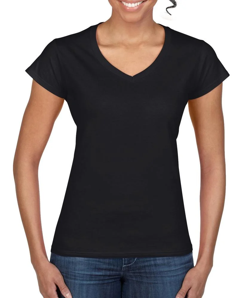 Gildan GN647 Softstyle V-hals T-shirt Dames – Black
