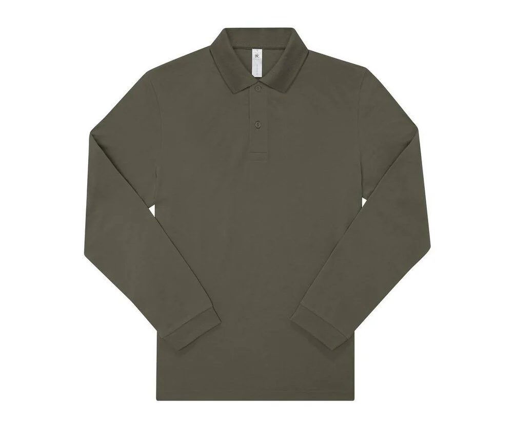 B&C BCU425 Fijne Piqué Polo Lange Mouwen – Camo Green
