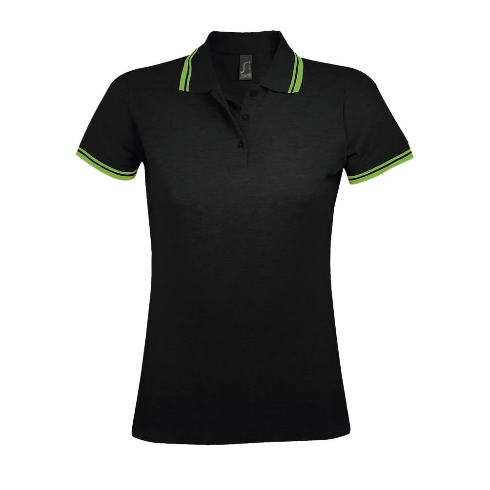 SOL'S 00578 Pasadena Polo Dames – Noir / Limoen