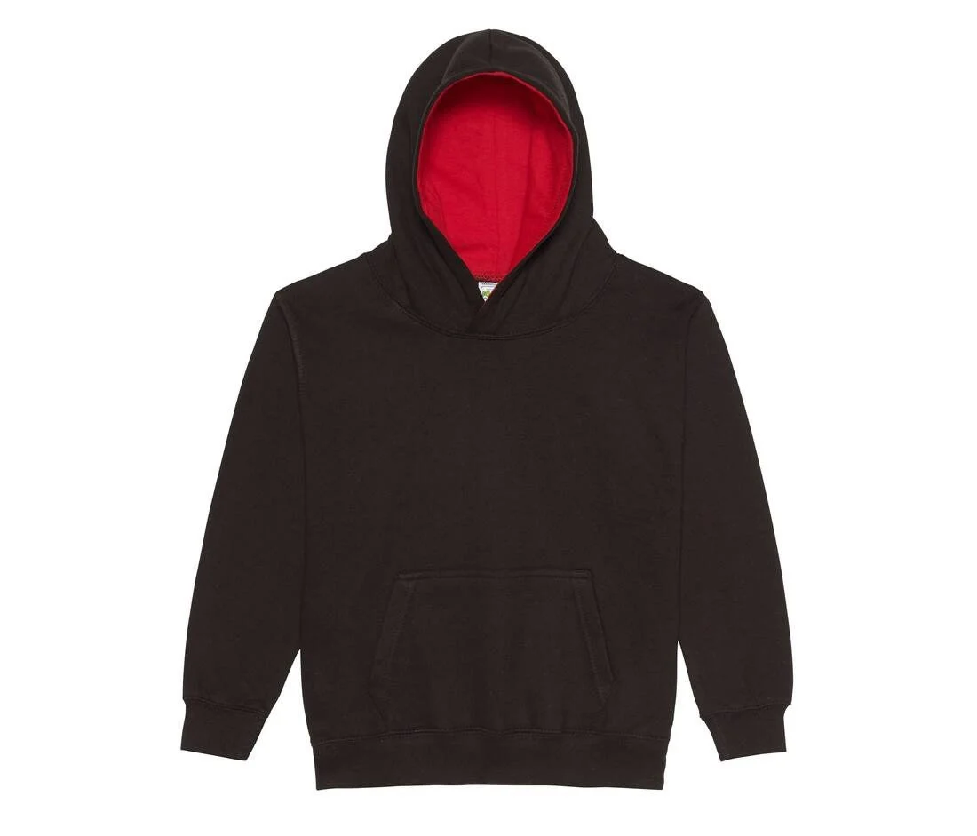 AWDIS JH03J Varsity Kinderhoodie – Jet Black/Fire Red