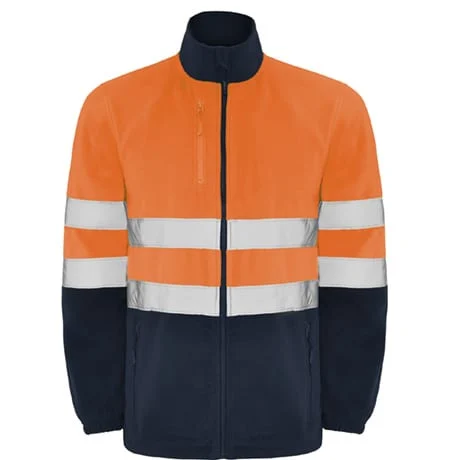 Roly HV9305 Altair Fleecejas Hoge Zichtbaarheid – NAVY BLAUW/FLUOR ORANJE