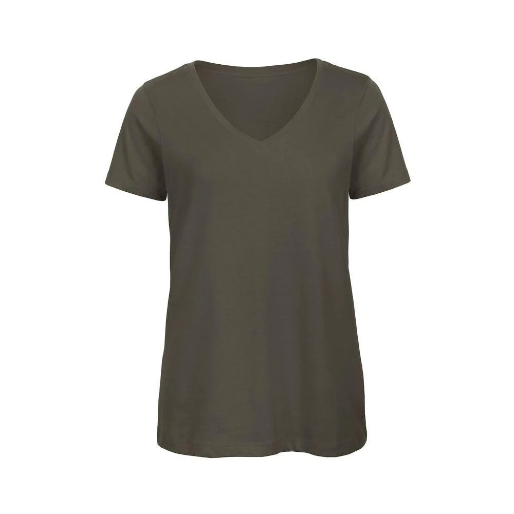 B&C BC045 TM045 V-hals T-shirt Dames – Kaki