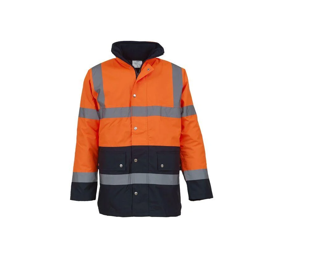 Yoko YK302 Tweekleurige Parka Hoge Zichtbaarheid – Hi Vis Orange/Navy
