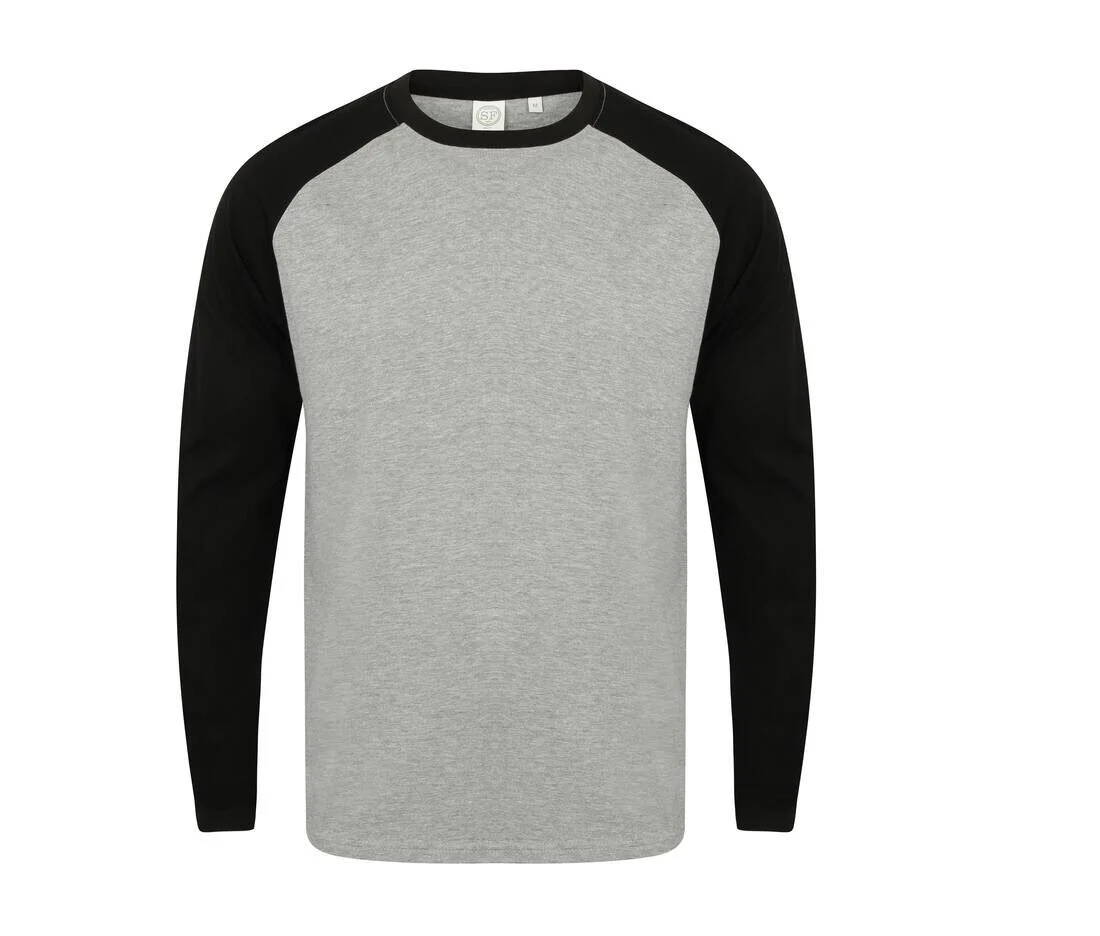 SF Men SF271 T-shirt Lange Mouwen – Heide Grijs/Zwart