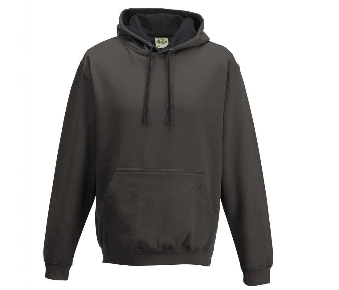AWDIS JH003 Varsity Hoodie – Charcoal/ Jet Black