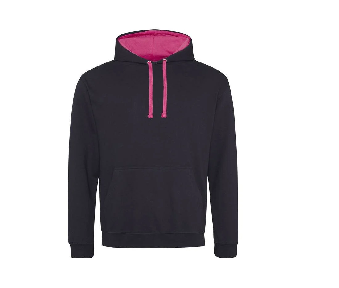 AWDIS JH003 Varsity Hoodie – Jet Black/ Hot Pink